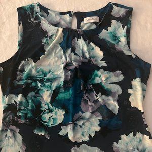 Calvin Klein Floral Top w Neckline Ruching, Sz M